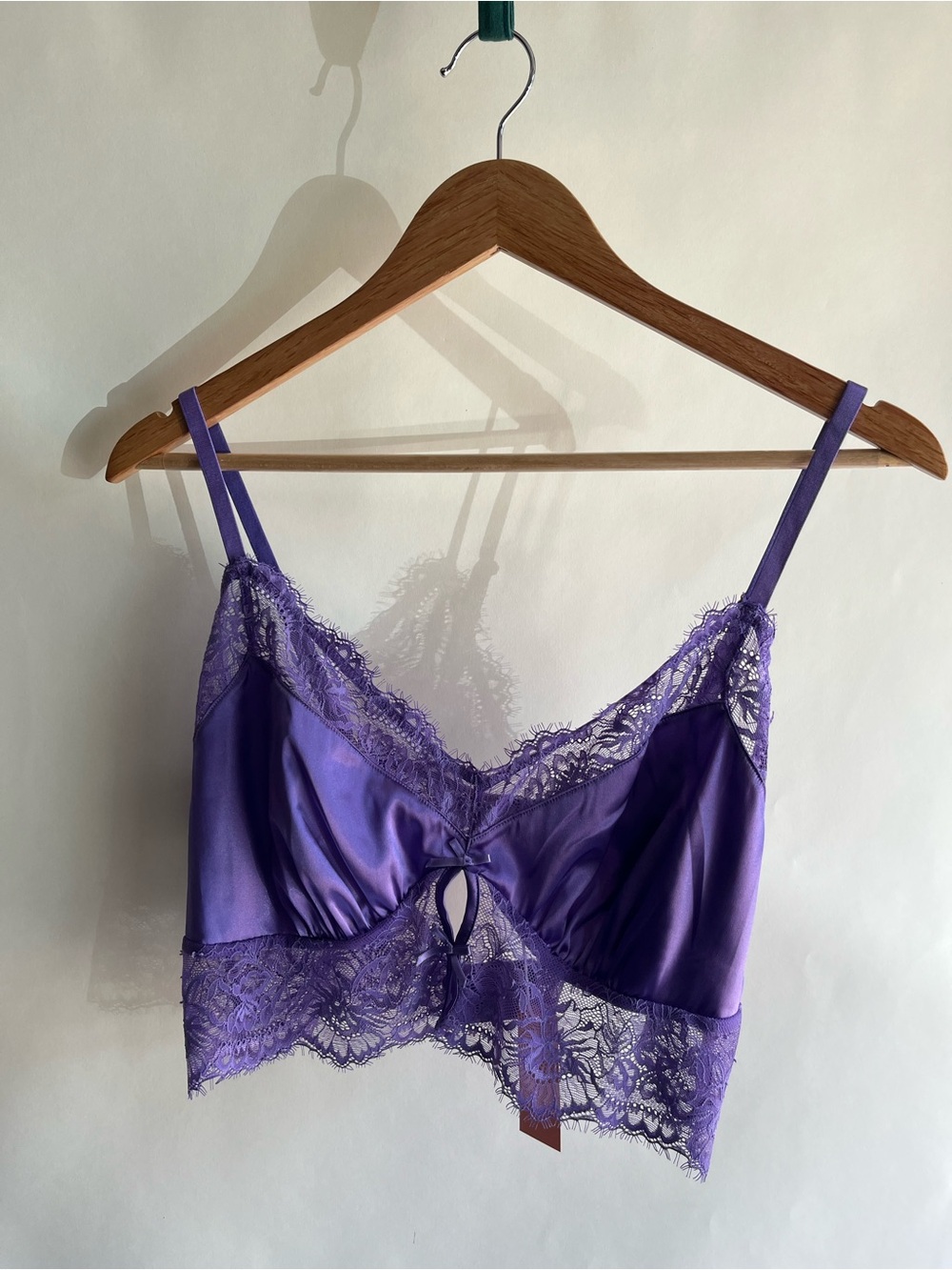 Mentionables Lacy Satin Keyhole Bralette Sz 2X Purple Violet New NWT
